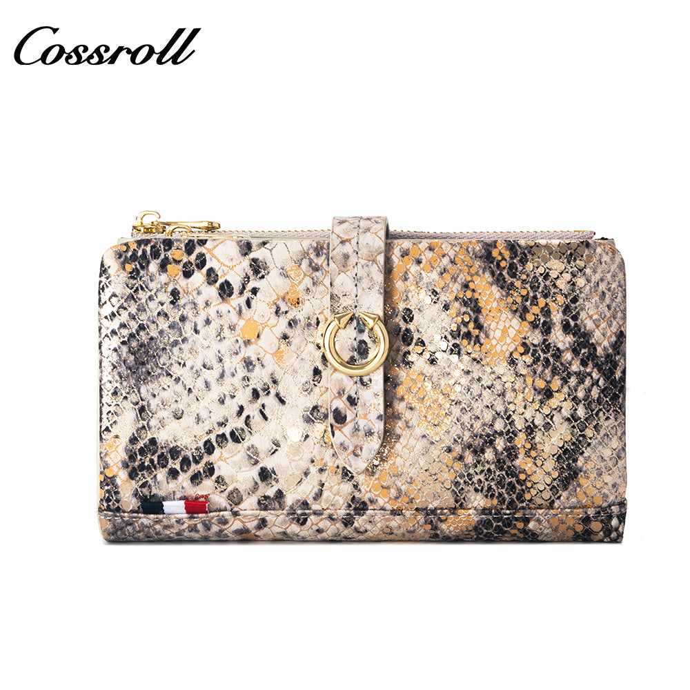 Manufacturers customized serpentine leather purse women's long cowhide women's multi-layer multi-card large capacity