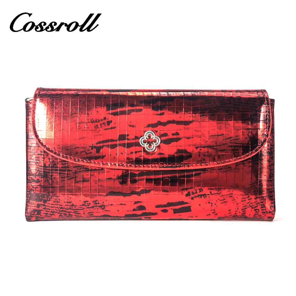 New Design red leather women's wallet pattern With Custom Logo No Minimum