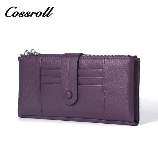 Purple lychee print leather wallet