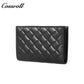 Diamond Quilted Genuine Leather Coin Card Wallet, Minimalist Portable Bifold Short Purse for Daily Commute