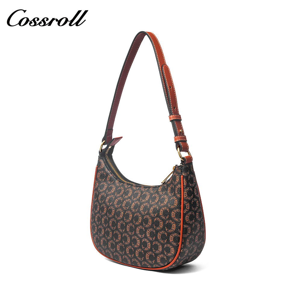 Vintage Monogram Underarm Bag for Women, C Pattern Print, Adjustable Strap, Shoulder & Crossbody Bag, Versatile Daily Commute Purse