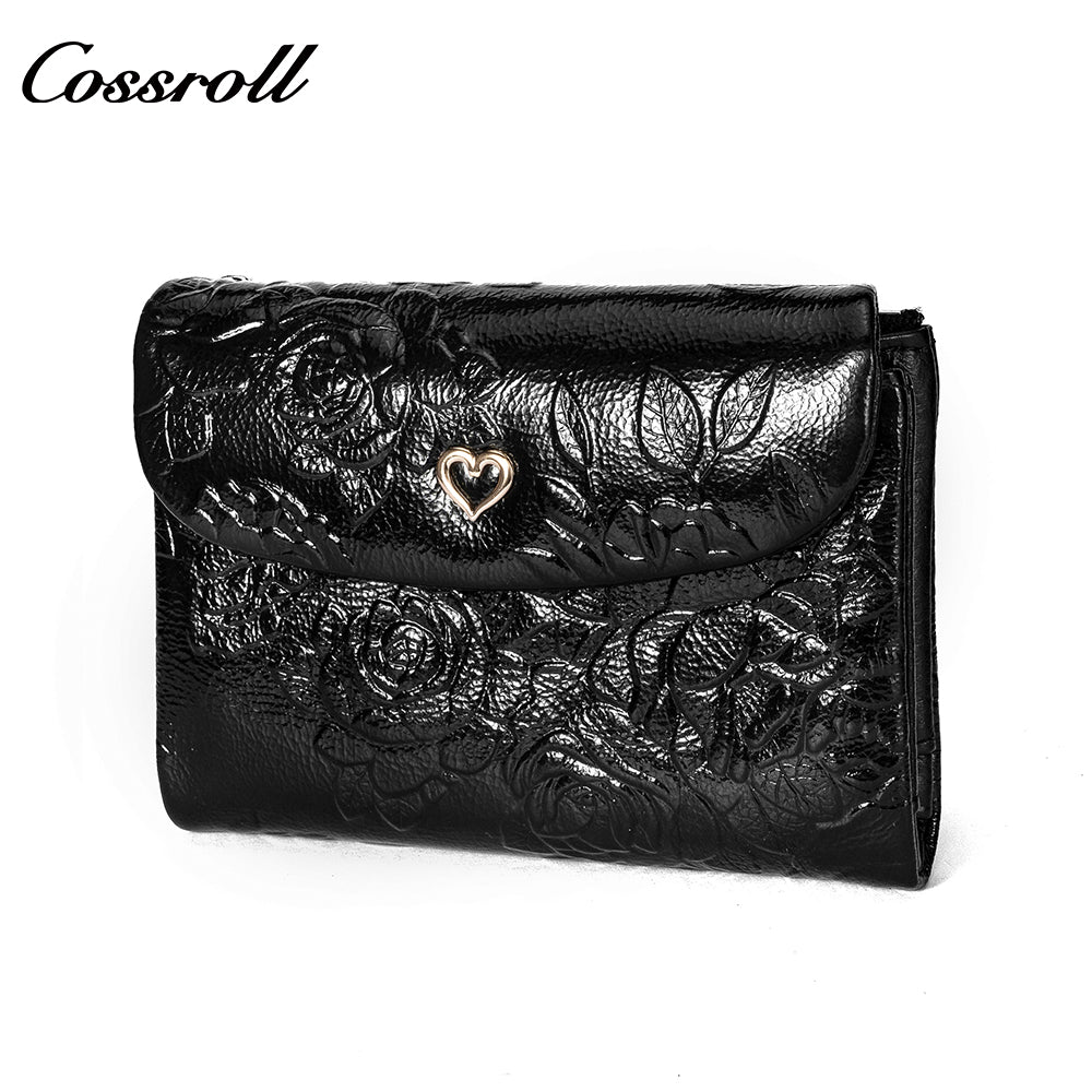 Manufacturers custom cowhide embossed women's purse large capacity European and American leather vintage money clip