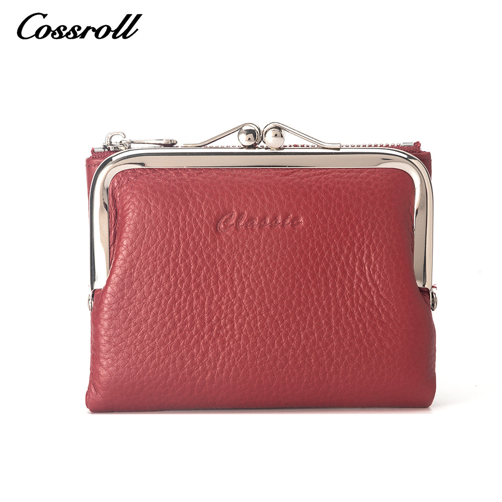 Wholesale Direct Sales red women's small leather bifold wallet With new materials