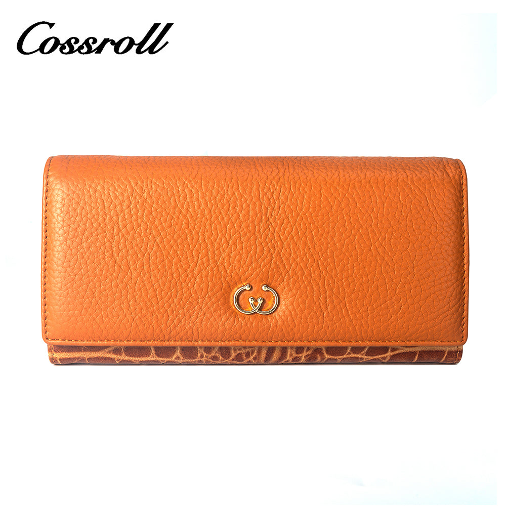 2023 New Materials orange leather wallet wristlet women's With Good Goods