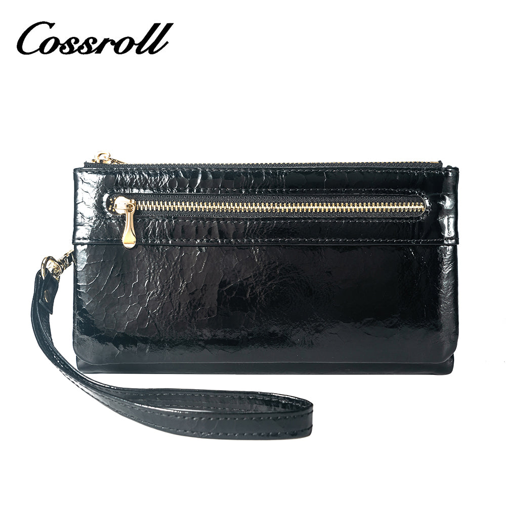 Wholesale New Design black leather zip wallet for women With Name Brand Wholesale