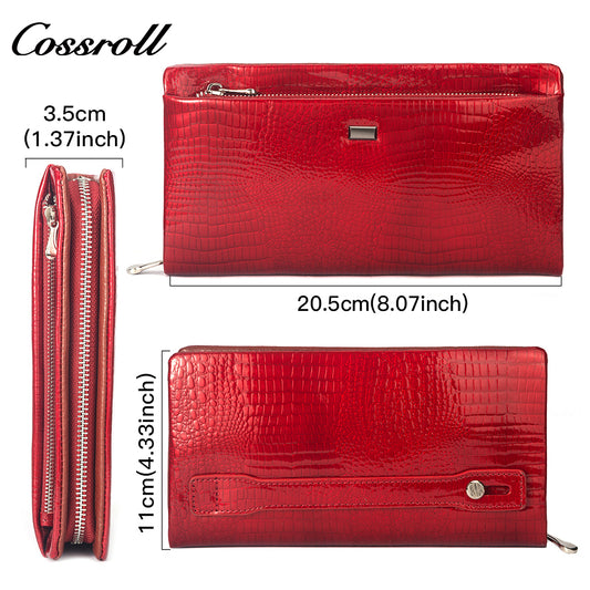 High Quality Wholesale Custom Cheap luxury leather   crocodile texture patent leather
