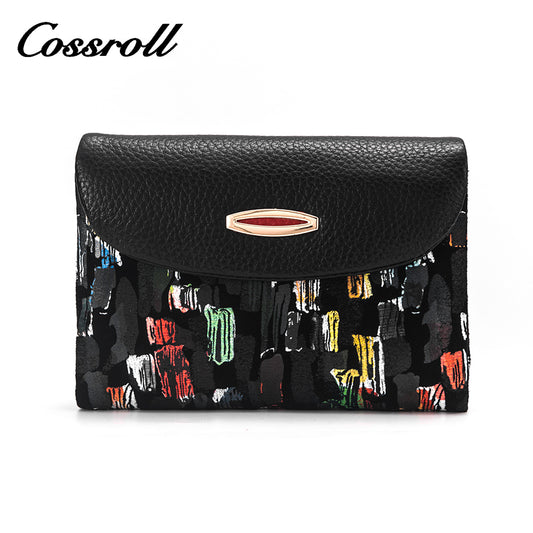 New fashion light luxury high-end large capacity multi-functional printed abrasive leather wallet