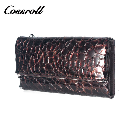 Rock grain zipped leather wallet