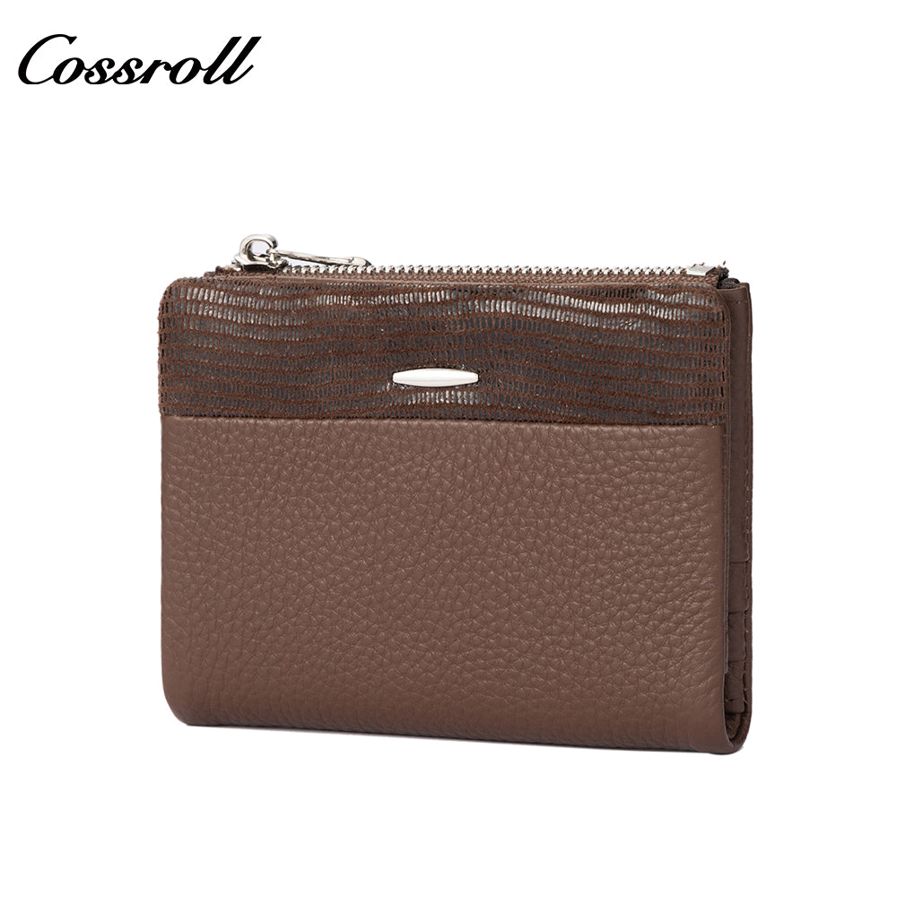 Women's Genuine Leather Short Bi-Fold Wallet Card Holder Coin Purse