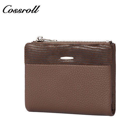 Women's Genuine Leather Short Bi-Fold Wallet Card Holder Coin Purse