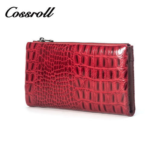 Snake Printed Long Zip Women's Genuine Leather Wallet