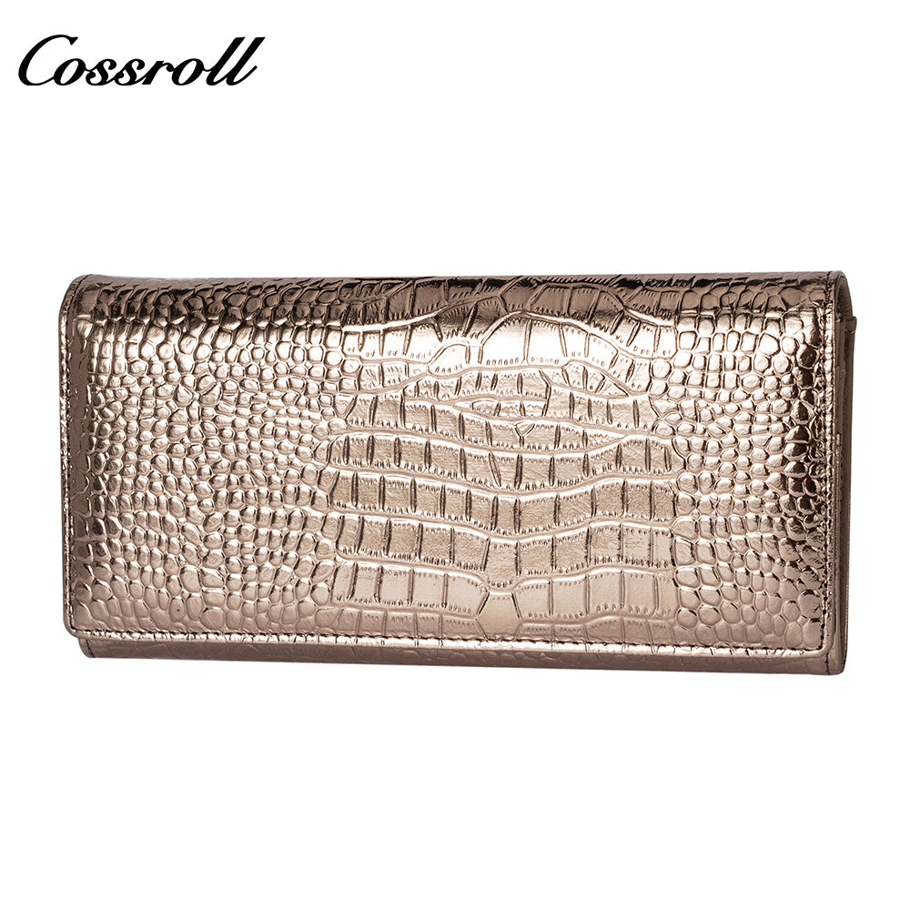 2024 Hot New Products real leather long   crocodile texture patent leather