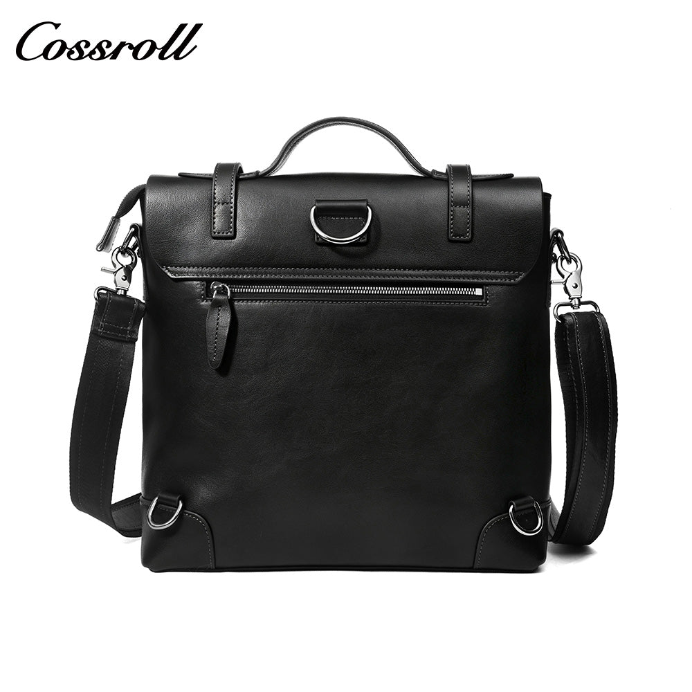 Genuine Leather Briefcase for Men, Large Capacity Laptop Handbag, Multi-Functional Business Commute Bag, Support Handheld / Shoulder / Crossbody / Backpack Carry