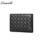 Diamond Quilted Genuine Leather Bifold Short Card Wallet, Ultra Slim Multi-Slot Business ID Card Holder