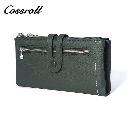 Green Long Women's Leather Wallet