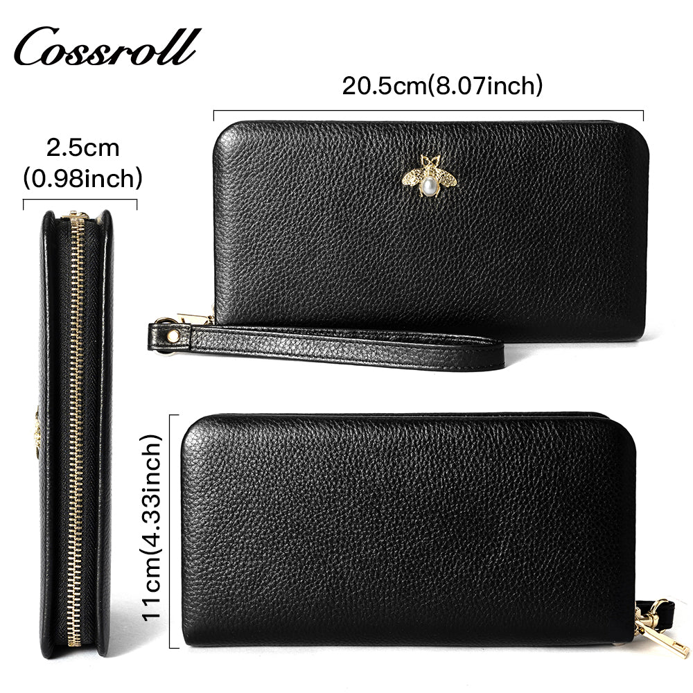 2024 Wholesale High Quality  ladies purse  geniune leather wallet  Lychee leather