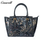 Vintage Embossed Leather Tote Bag for Women, Large Capacity Handbag & Crossbody Bag, Premium Hand-Carved Commuter Bag