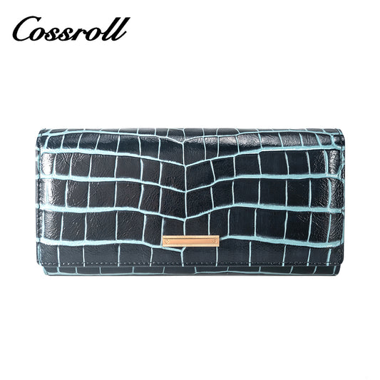 2023 Best New Products dark blue long leather wallet women With Top Selling