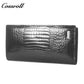 Europe and the United States three fold crocodile leather wallet women's long money clip multi-card wallet manufacturers customized patent leather