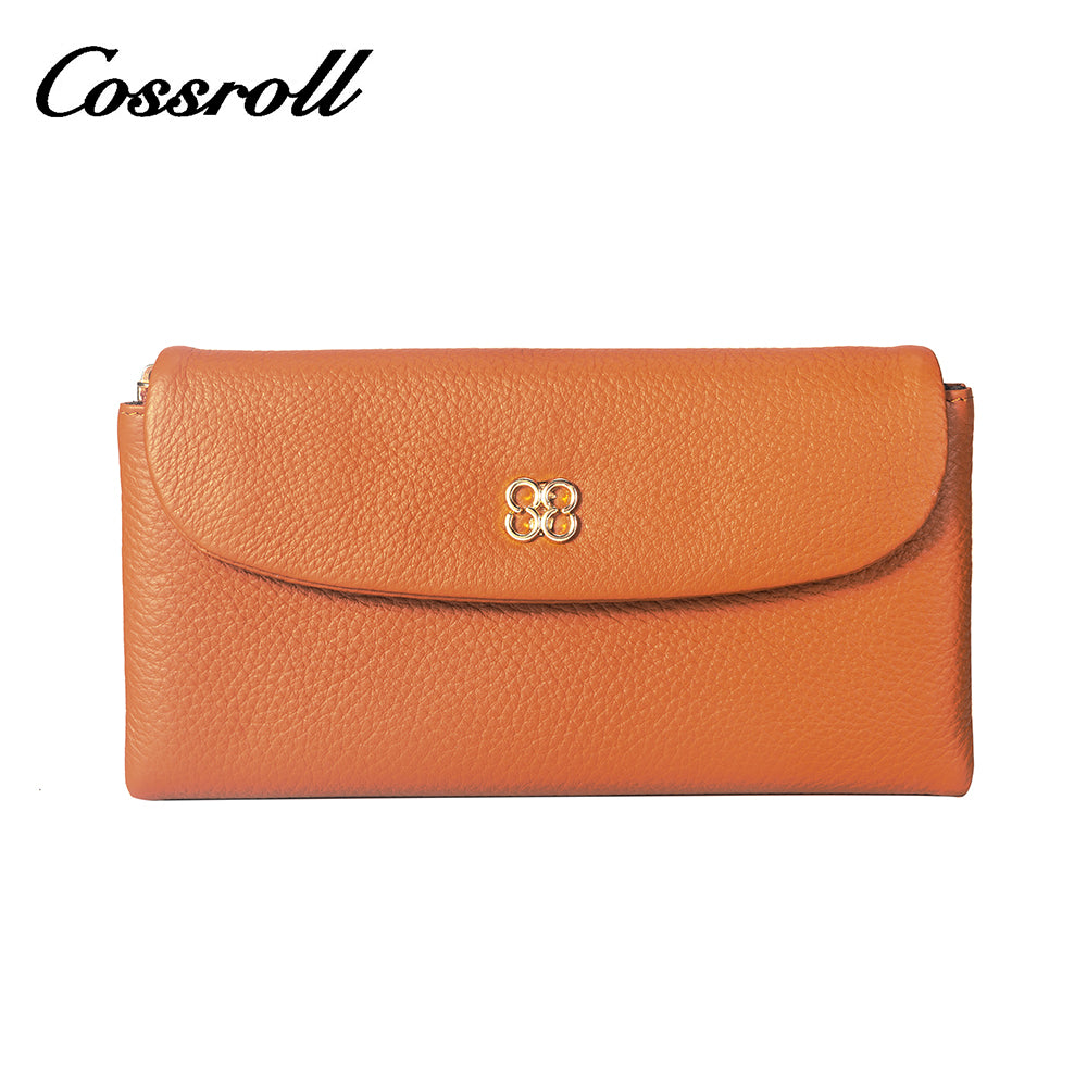 Cheap Wholesale orange yellow nice leather wallets for women With High Quality Custom