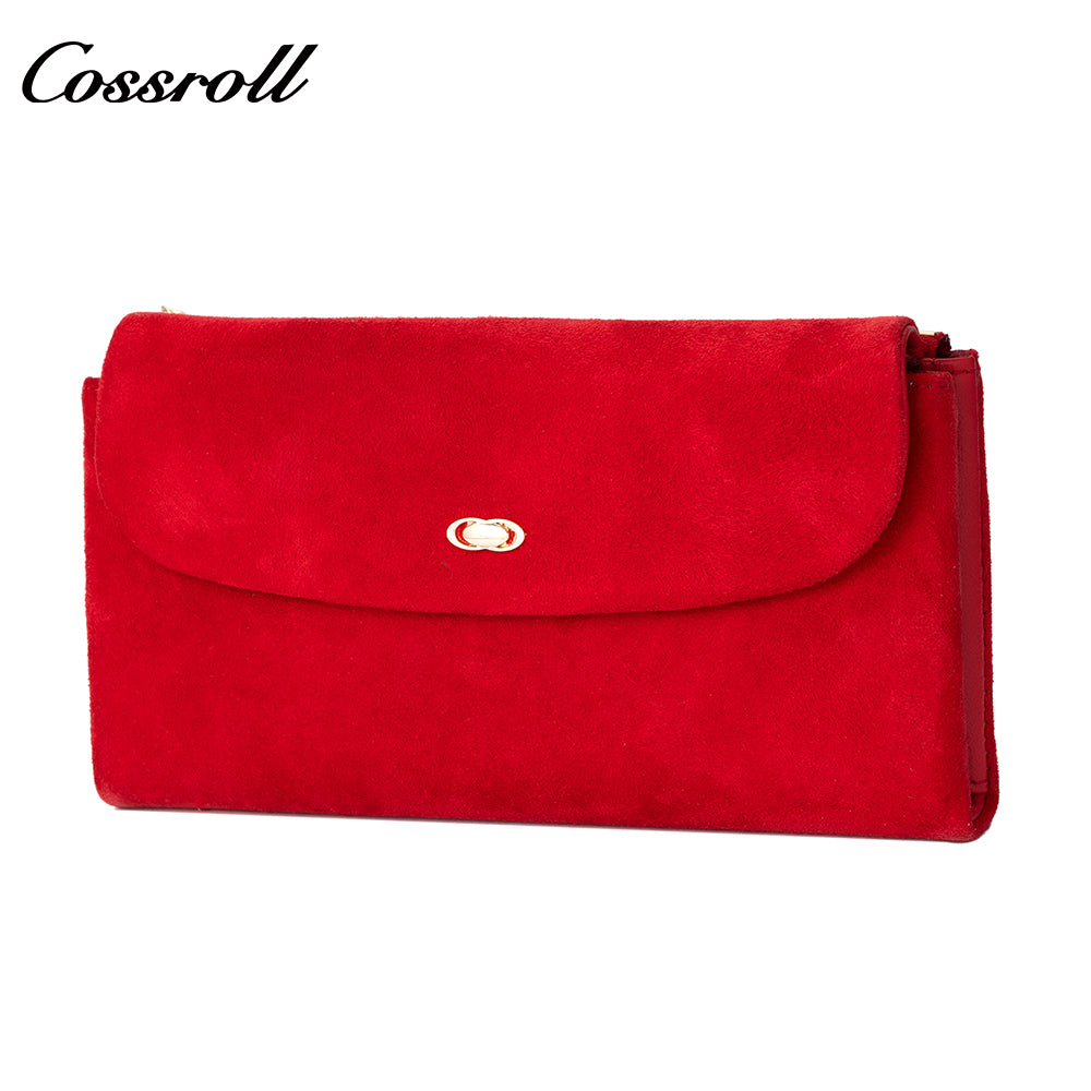Women's Short Wallet with Multiple Card Slots, Coin Purse, Suede Surface, Magnetic Snap Closure
