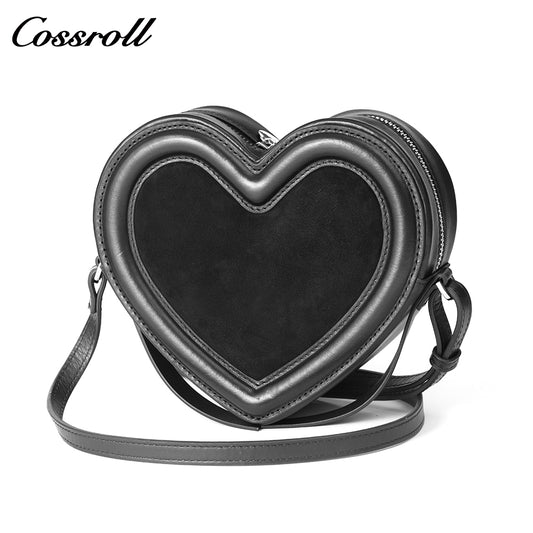 Women's Heart-Shaped Crossbody Bag, Premium Feel, Unique Shoulder Bag, Genuine Leather Texture