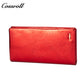 Genuine leather wallet for women, European and American style, oiled wax leather with zipper, double-layer stylish bill purse