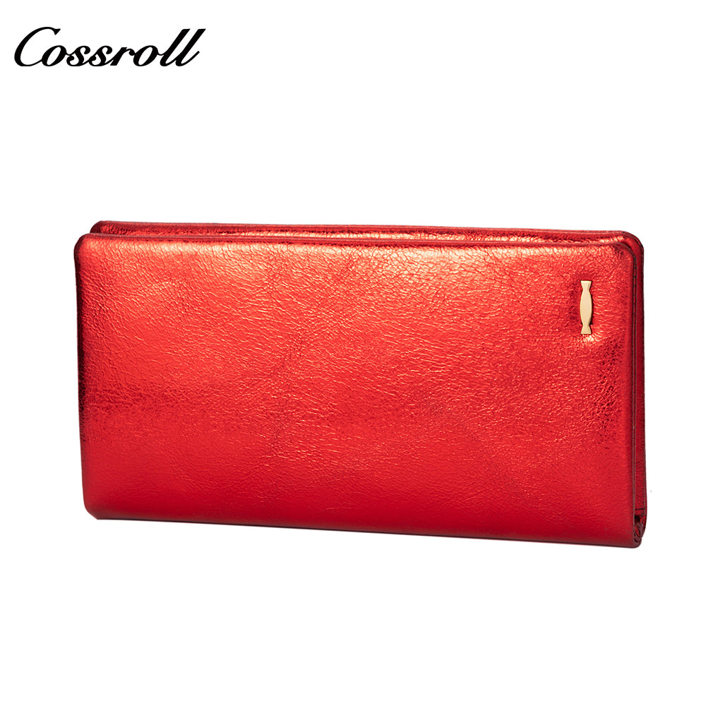 Genuine leather wallet for women, European and American style, oiled wax leather with zipper, double-layer stylish bill purse