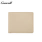 Women's Color Block Litchi Grain Cowhide Bifold Wallet, Minimalist Contrast Genuine Leather Card Holder, Small Bifold Purse with Zipper Coin Pocket
