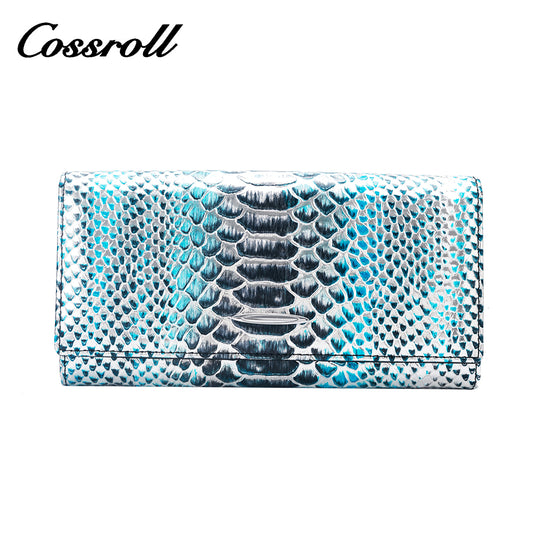 Real python skin long purse handbag Europe and the United States fashion big money clip multi-card leather wallet tide