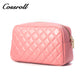 Textured Pink Messenger Bag Embroidered Pattern Classic Leather Handbag