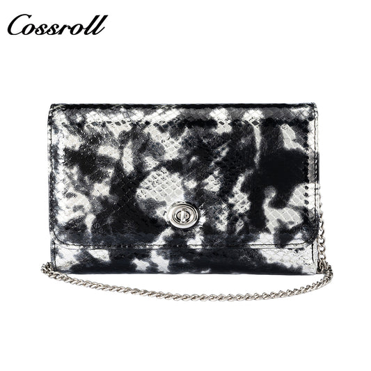 Inside and outside cowhide large banknote wallet High-grade serpentine 2024 new leather short small purse feminine satchel bag