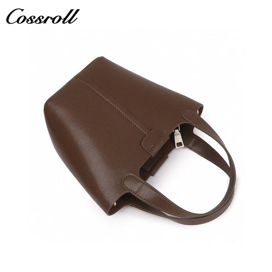 Vegetable Basket Bag Female Genuine Leather Commuter Niche Design Bucket Bag Head Layer Cowhide Single Shoulder Crossbody Bag