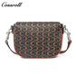 Vintage C Monogram Saddle Bag for Women, Contrast Brown Leather Buckle Flap Crossbody Shoulder Purse