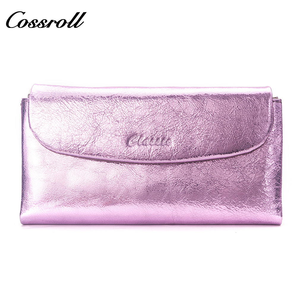 2023 Hot New Products genuine trifold  leather purse women pearl pattern