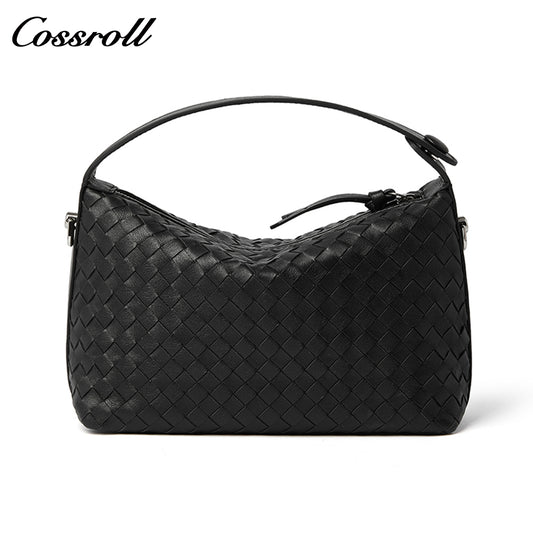 2024 new niche fashion diamond check hand carrying dumpling bag single shoulder crossbody bag leather women bag sheep Woven leather bag