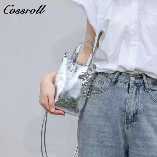 Premium sense of head layer cowhide leather cell phone bag mini exquisite cute handheld shoulder bag