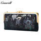 Factory custom 2023 fashion vintage pattern purse women's long and short leather purse holding large capacity wallet