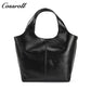 Women's Vintage Waxed Cowhide Crossbody Bag, Minimalist Large Capacity Hand & Shoulder Tote Bag