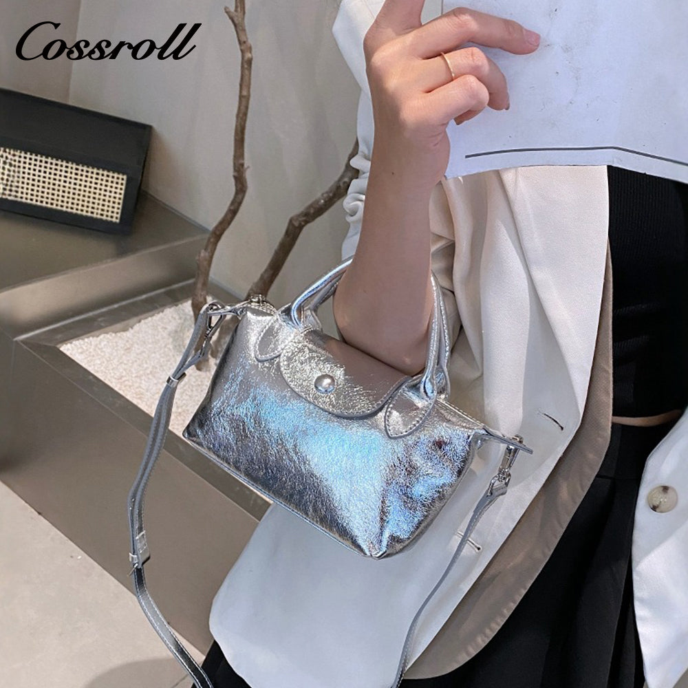Head layer oil wax cowhide shoulder female dumpling bag ladies handheld crossbody leather bag