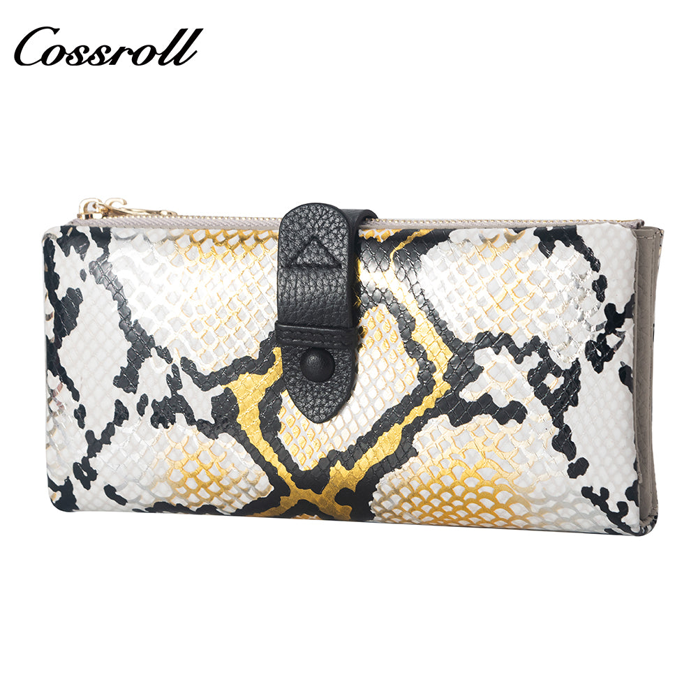 The Factory Produces genuine long  card holder wallet Python snake print geniune leather wallet