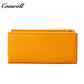 Women's long wallet with multiple card slots, zipper, double-layer bill compartment, and coin purse in suede finish