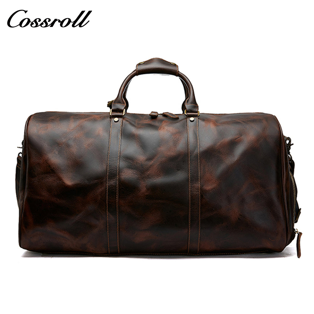 Crazy horse leather tote top layer cowhide travel bag to make old duffel bag Leather travel bag chunky shoulder bag