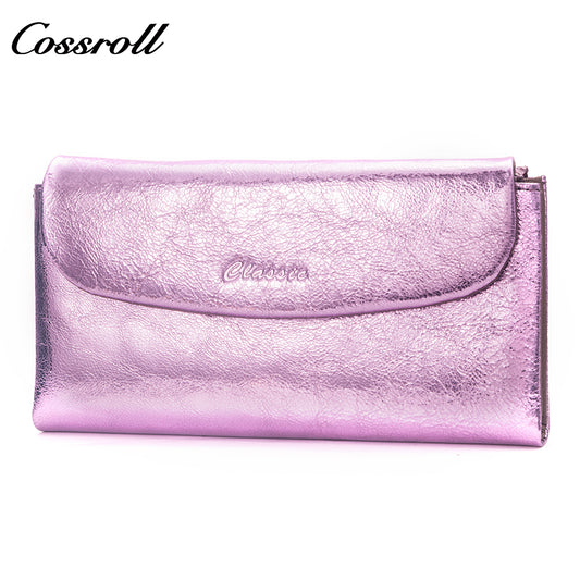 2023 Hot New Products genuine trifold  leather purse women pearl pattern