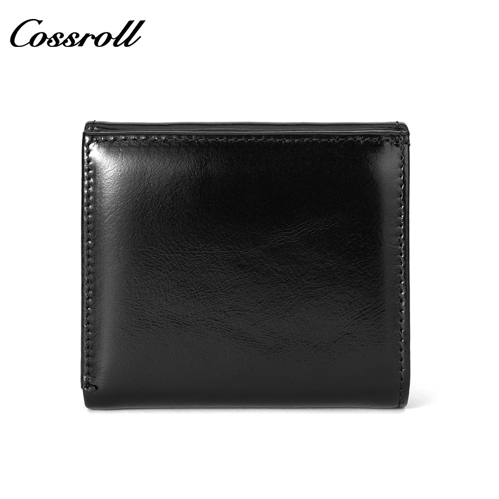 High Quality Wholesale ladies mens genuine leather purse handmade short wallets oil wax leather