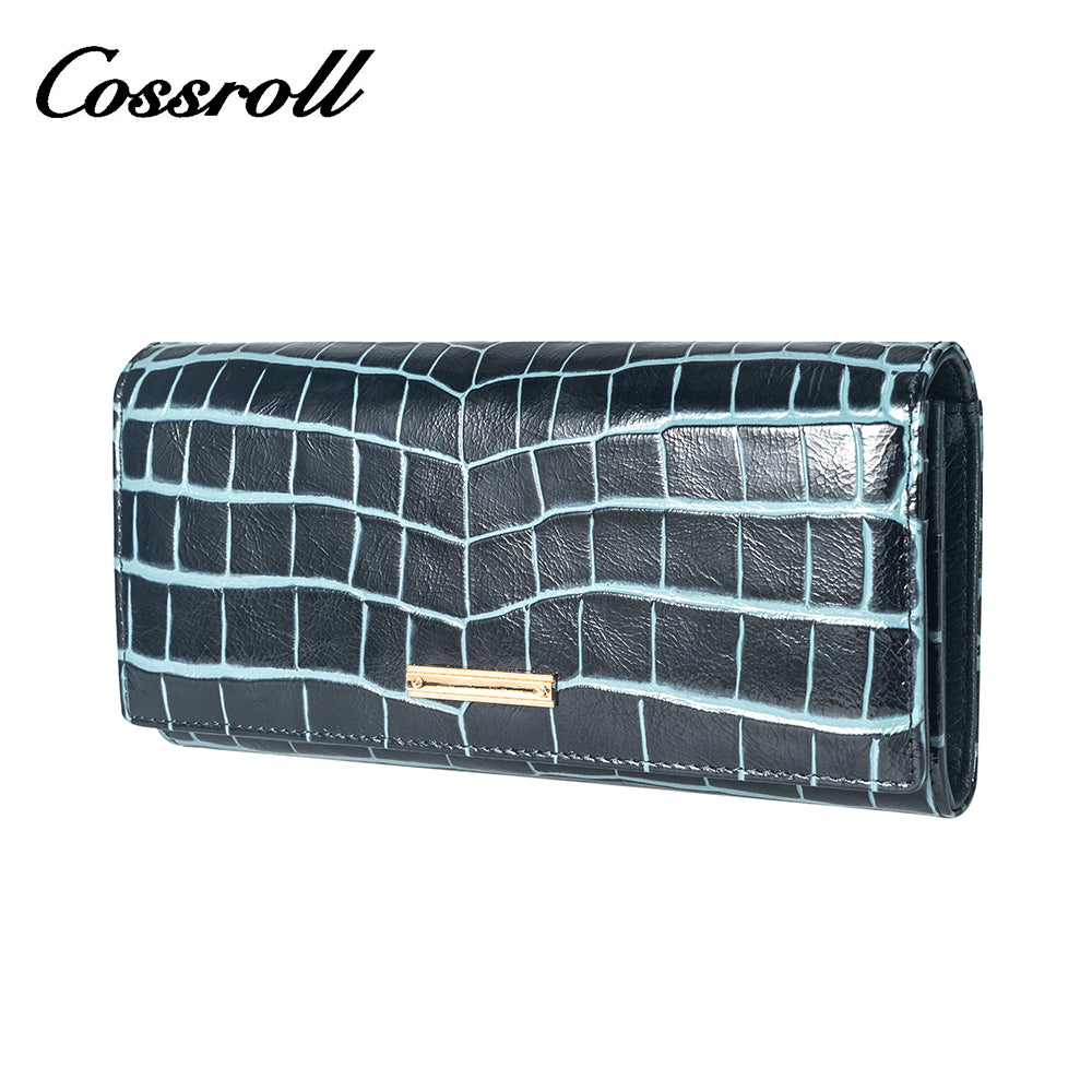 2023 Best New Products dark blue long leather wallet women With Top Selling