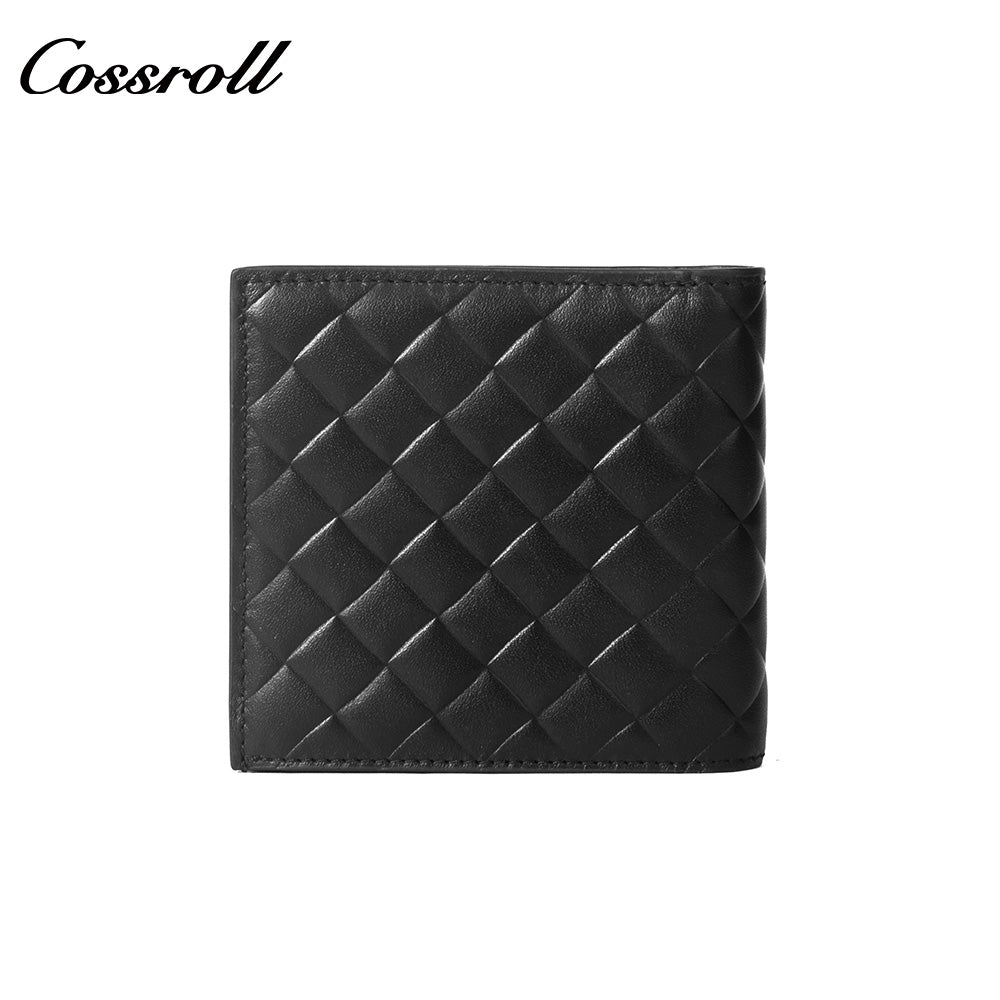 Men's Diamond Quilted Genuine Leather Bifold Short Wallet, Multi-Slot Functional Card Holder, Minimalist Purse for Business, Commute & Daily Casual Use
