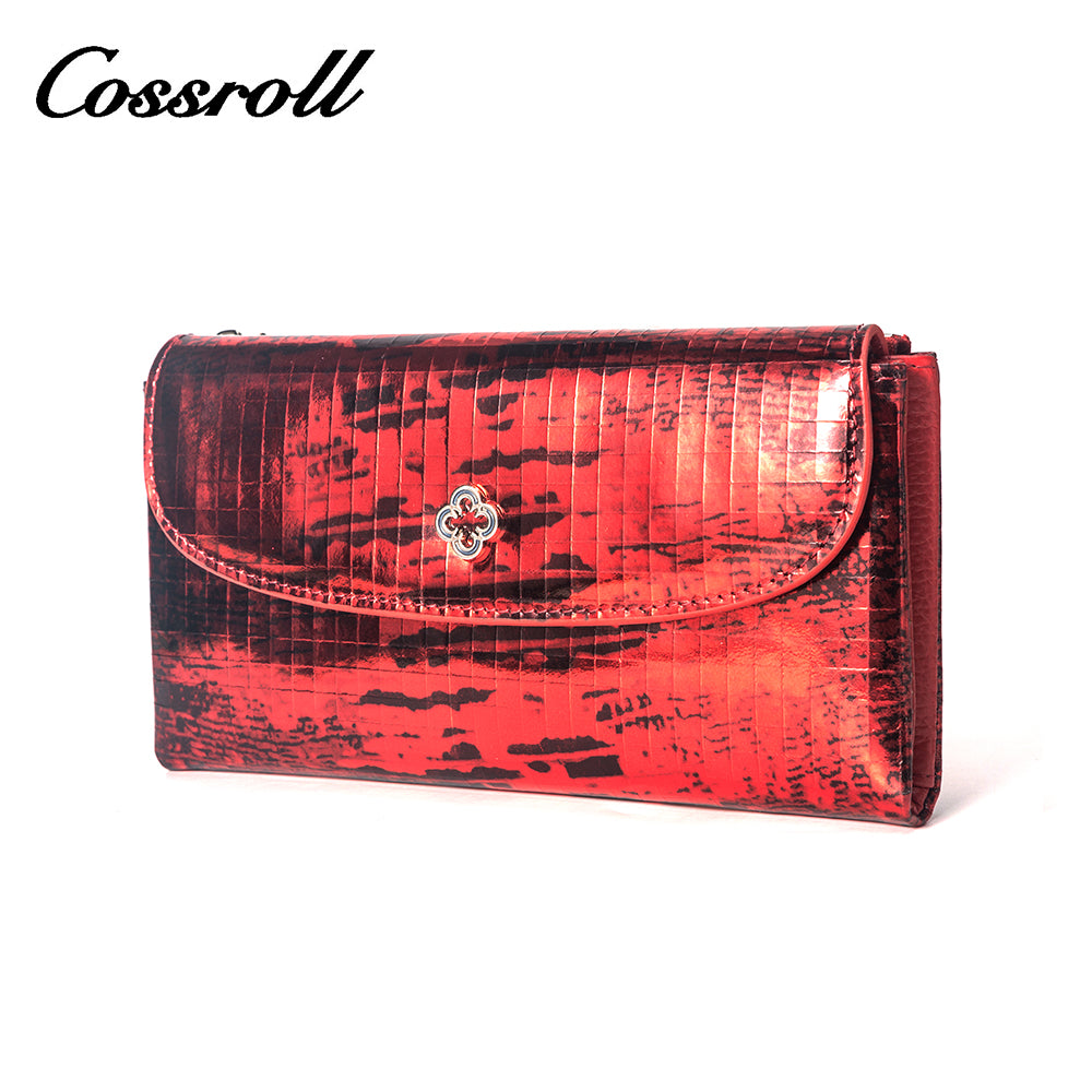 New Design red leather women's wallet pattern With Custom Logo No Minimum