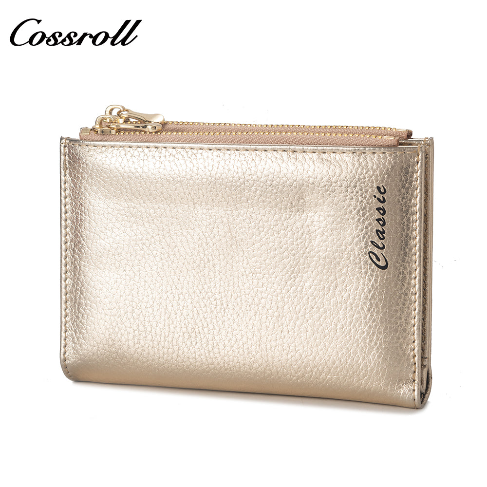 Factory custom short simple leather purse for women cowhide coin bag for women purse money clip