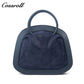 Velvet Patchwork Handbag for Women, Minimalist Retro Style Top Handle Bag, Versatile Commuter Shoulder Bag